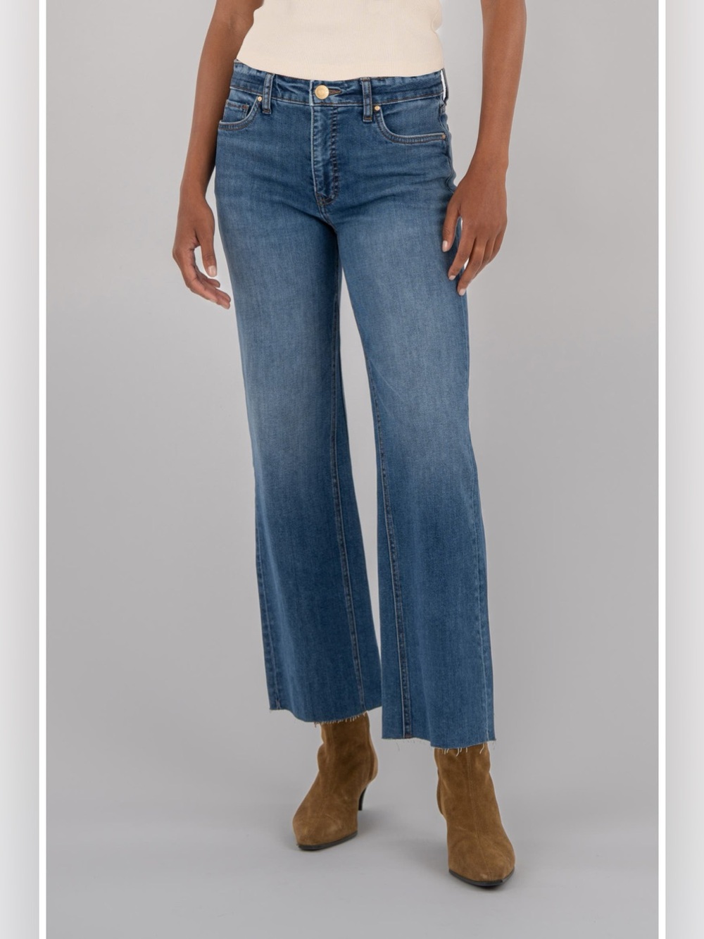 Kut From The Kloth Kelsey Raw Hem Kick Flare Jeans Size 8